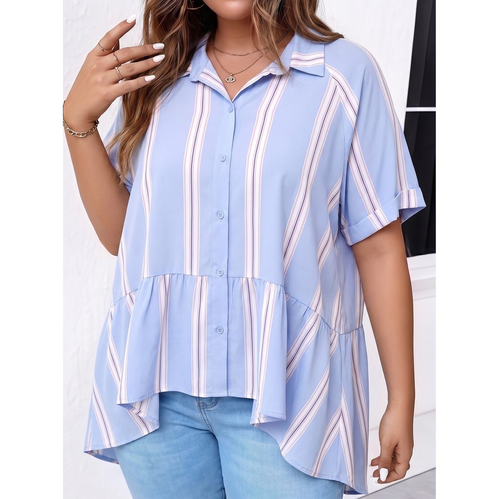 Ophelia Roe striped high low tunic blouse 3X